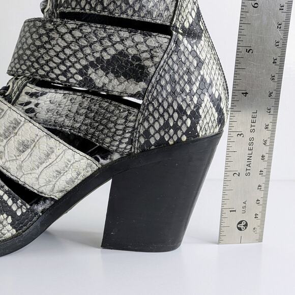 Jeffrey Campbell Caceres Multi-Buckle Snakeskin Leather Ankle Boots 6.5 Gray - Picture 14 of 16